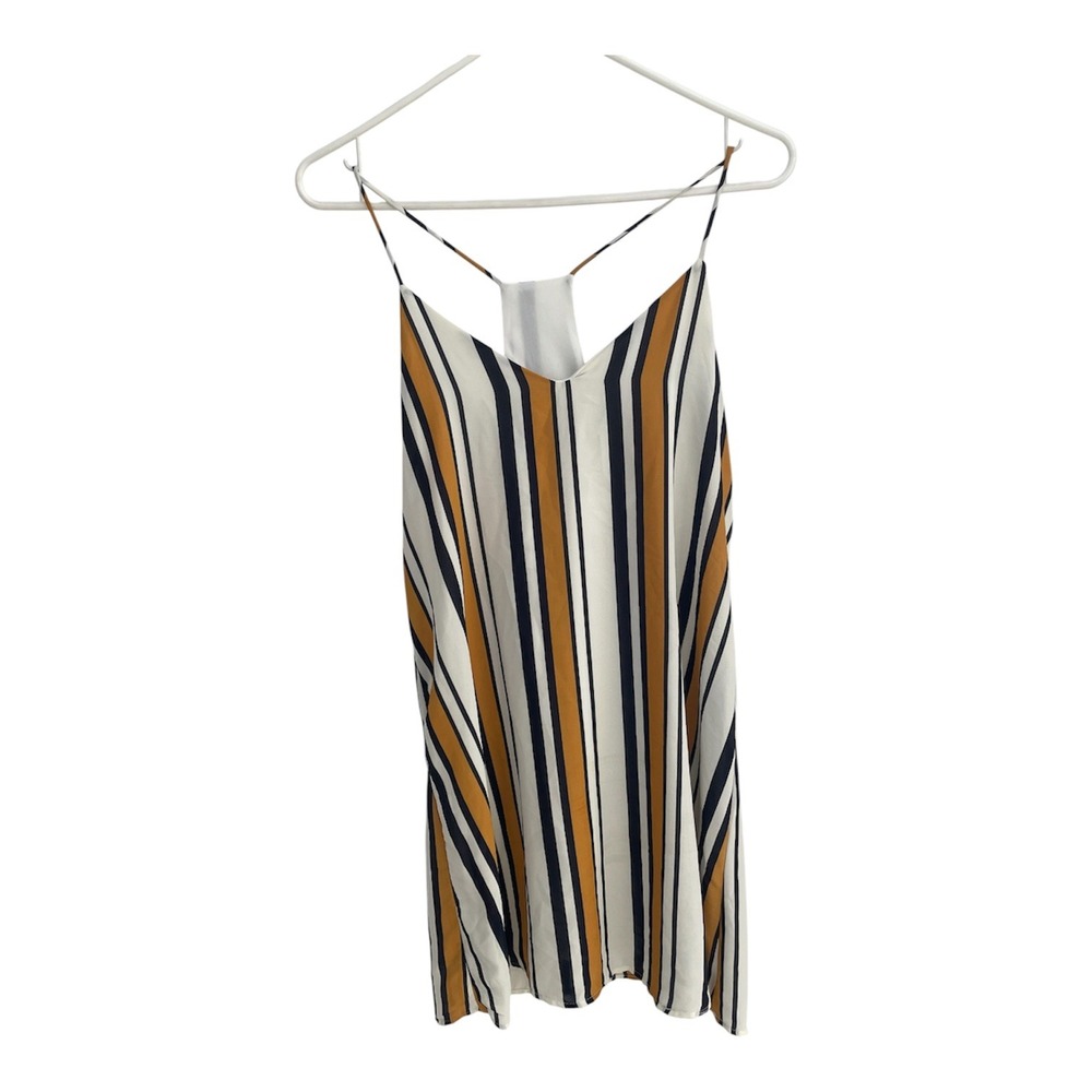 Style Rack Women Mustard‎ Navy White Striped Racerback V-Neck Cami Tank Top